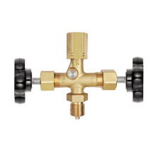 Двухвентильный игольчатый клапан из латуни с тестовым портом